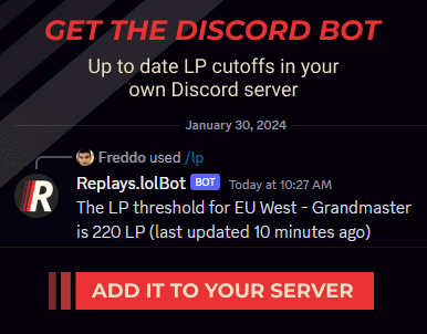 Discord bot showing off LP cutoff functionality